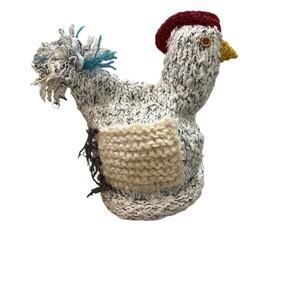 Whimsical Chicken Tea Pot Cozy Crochet Knit with Tea Bag Pockets New